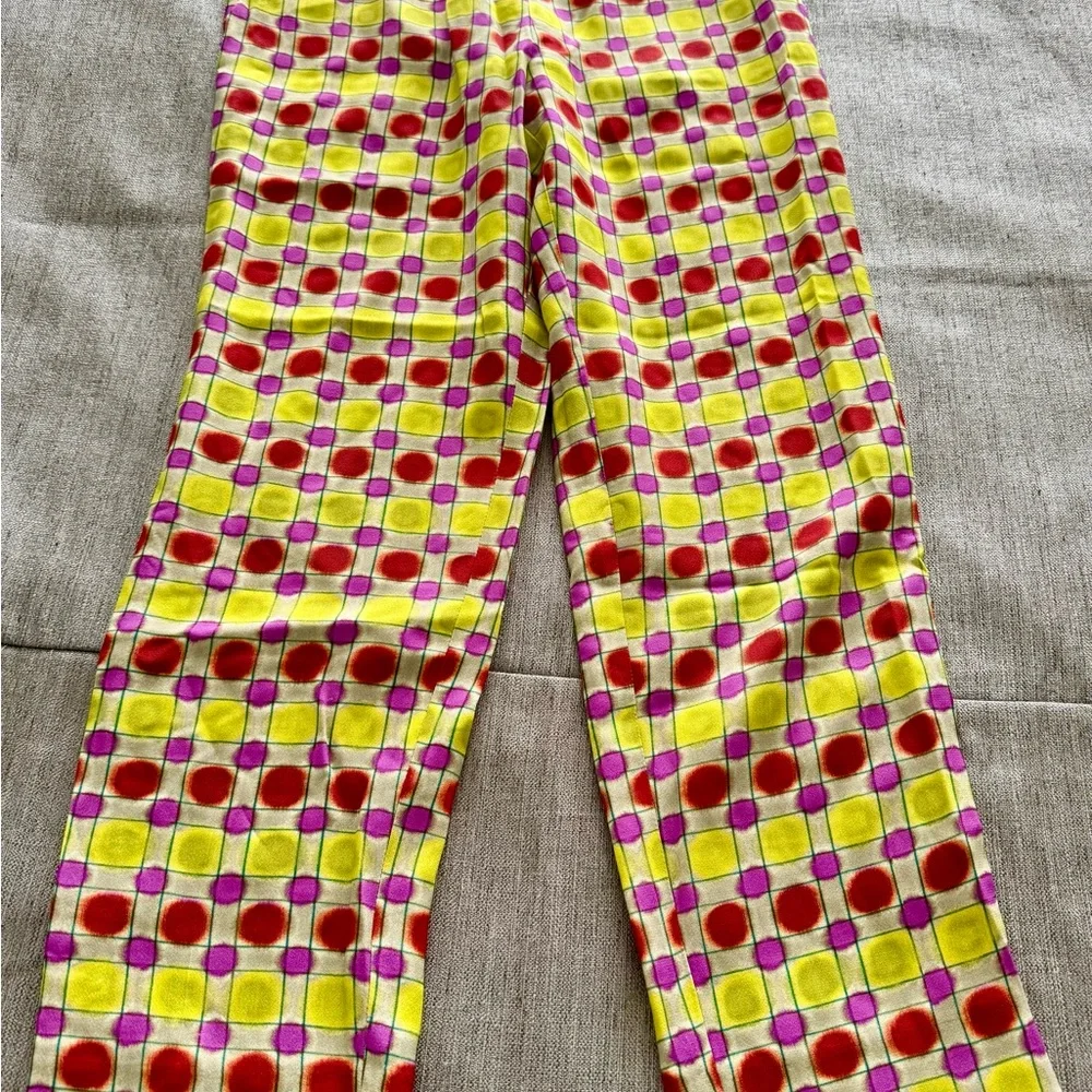 Etro Yellow Pink Red Geometric Straight Leg Pants